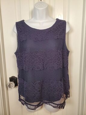 LOFT Midnight Blue Lace Sleeveless Camisole Top Sz. M